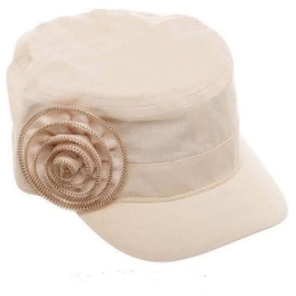 Last 1! Cadet Cap with Zipper Rose, Oatmeal